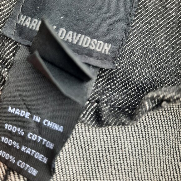 Harley Davidson Denim Moto Jacket Womens XL Dark Gray Slim Fitted Full Zip - Picture 9 of 10